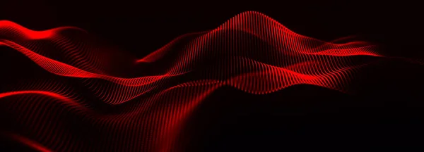 動的波による抽象的な背景 ドットで未来波 ビッグデータの概念 抽象技術の背景 3Dワイドスクリーン — ストック写真