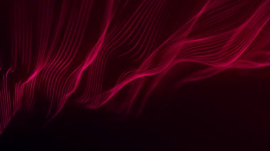 Gelecekçi parçacık dalgası. Soyut teknoloji geçmişi. Büyük veri görselleştirmesi. Üç boyutlu. 4k animasyon.