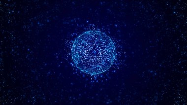 Soyut dijital arkaplan. Veri akışı bilgisi. Dijital iletişim kavramı. Büyük veri görselleştirmesi. Üç Boyut.