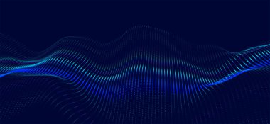 Parçacıkların soyut dijital dalgası. Gelecekçi nokta dalgası. Teknoloji arka plan vektörü. 3d.