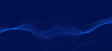 Parçacıkların soyut dijital dalgası. Gelecekçi nokta dalgası. Teknoloji arka plan vektörü. 3d.