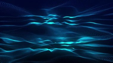 Futuristic wave with dots. Big data concept. 3D rendering. Abstract technology background. 4k animation.