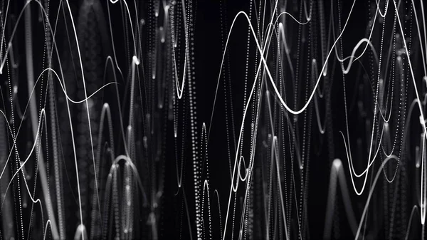 Abstract wave of particles. Abstract wave from dots and lines. Futuristic background. Big data visualization. Network connection. Data transfer. 3d