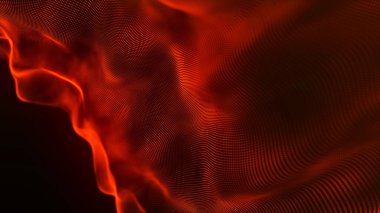 Teknoloji geçmişi. Soyut dijital parçacık dalgası. Fütürist noktalı dalga. Ağ bağlantısı yapısı. 3B görüntüleme