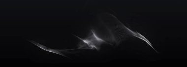 Dijital teknoloji geçmişi. Parlayan noktaların dinamik dalgası. Sunum tasarımı için fütüristik arka plan. 3D görüntüleme. Geniş Ekran