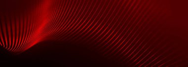 Dijital teknoloji geçmişi. Parlayan noktaların dinamik dalgası. Sunum tasarımı için fütüristik arka plan. 3D görüntüleme. Geniş Ekran