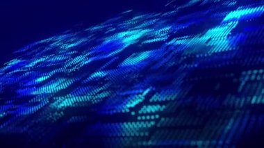 Abstract digital background. Data flow information. Concept of digital communication. Big data visualization. Futuristic dots background. 3D rendering. 4k animation.