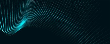 Parçacıkların soyut dijital dalgası. Gelecekçi nokta dalgası. Teknoloji arka plan vektörü. 3d.