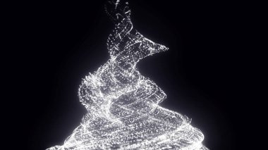 Tornado, abstract digital swirl. Motion. Rotating swirling shapes particles. Tornado formation. 3d rendering