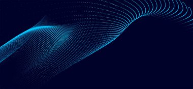 Parçacıkların soyut dijital dalgası. Gelecekçi nokta dalgası. Teknoloji arka plan vektörü. 3d.