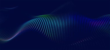 Parçacıkların soyut dijital dalgası. Gelecekçi nokta dalgası. Teknoloji arka plan vektörü. 3d.