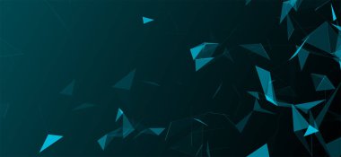Renkli çokgen boşluk. Bağlantı noktaları ve çizgi yapısı. Dijital arka plan. Üçgen fütüristik iş duvar kâğıdı. Veri teknolojisi ve bilimsel çizim. 3D görüntüleme. Vektör İllüstrasyonu