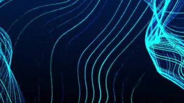 Teknoloji geçmişi. Soyut dijital parçacık dalgası. Fütürist noktalı dalga. Ağ bağlantısı yapısı. 3 boyutlu görüntüleme. 4k animasyon.