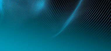 Parçacıkların soyut dijital dalgası. Gelecekçi nokta dalgası. Teknoloji arka plan vektörü. 3d.