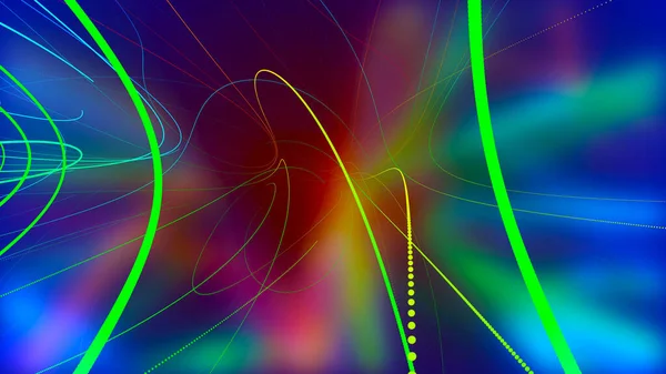 Beautiful 3D Line Background. Neon, red, blue, yellow, green lines on a bright colored background. Abstract background from dotted lines 3D render