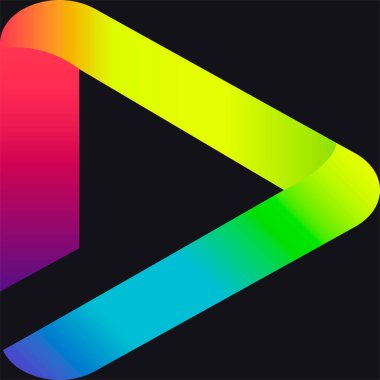 Renkli üçgen logosu. Parlak neon mavisi pembe spektrum, floresan morötesi renk. Üçgen Renk Görüntü Görüntüleme Vektör Logosu