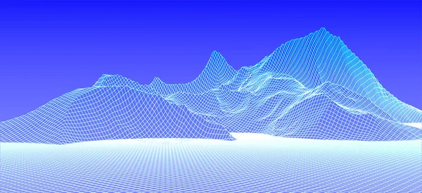 Abstrakt Digitalt Landskap Wireframe Landskap Bakgrund Futuristisk Vektor Illustration — Stock vektor