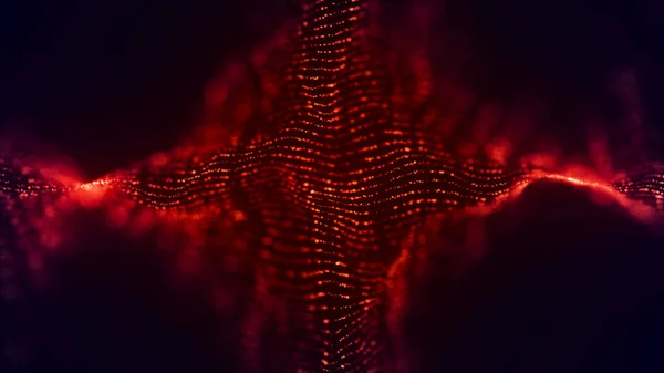 Футуристична Хвиля Частинок Абстрактний Технологічний Фон Велика Візуалізація Даних Тривимірний — стокове фото