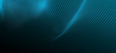 Parçacıkların soyut dijital dalgası. Gelecekçi nokta dalgası. Teknoloji arka plan vektörü. 3d.