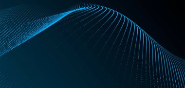 Parçacıkların soyut dijital dalgası. Gelecekçi nokta dalgası. Teknoloji arka plan vektörü. 3d.