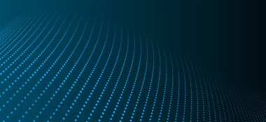 Parçacıkların soyut dijital dalgası. Gelecekçi nokta dalgası. Teknoloji arka plan vektörü. 3d.