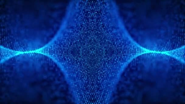 Futuristische Deeltjesgolf Abstract Technologie Achtergrond Visualisatie Van Big Data Weergave — Stockvideo