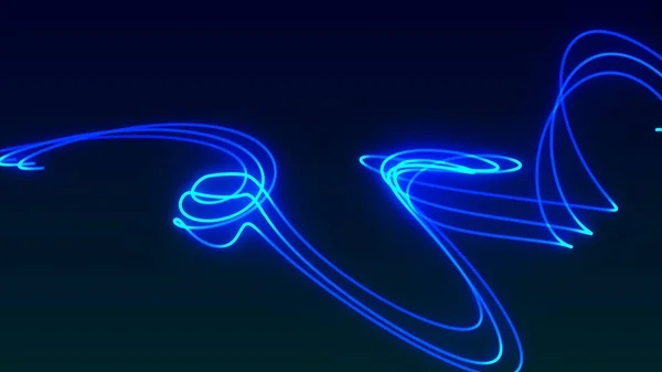 Line Background. Bright blue neon glowing fast moving lines along the trajectory. Fast flying wave Line Background. Animated vortex path on a blue background