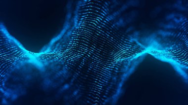 Gelecekçi parçacık dalgası. Soyut teknoloji geçmişi. Büyük veri görselleştirmesi. Üç Boyut.