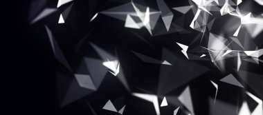 Renkli çokgen boşluk. Bağlantı noktaları ve çizgi yapısı. Dijital arka plan. Üçgen fütüristik iş duvar kâğıdı. Veri teknolojisi ve bilimsel çizim. 3d oluşturma