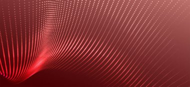 Parçacıkların soyut dijital dalgası. Gelecekçi nokta dalgası. Teknoloji arka plan vektörü. 3d.