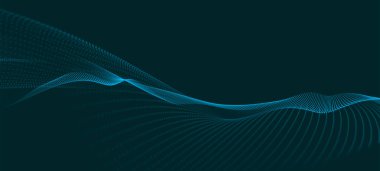 Parçacıkların soyut dijital dalgası. Gelecekçi nokta dalgası. Teknoloji arka plan vektörü. 3d.