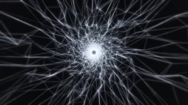 Motion graphic of flying into digital technologic tunnel. 3D render. Abstract digital background. Data flow information. Technology tunnel. 4k animation.