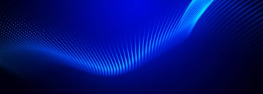 Dijital teknoloji geçmişi. Parlayan noktaların dinamik dalgası. Renkli müzik dalgası. Sunum tasarımı için fütüristik arka plan. 3D görüntüleme. Geniş Ekran.