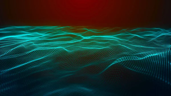 Abstract Digital Wave Particles Futuristic Point Wave Technology Background — ストック写真