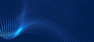 Parçacıkların soyut dijital dalgası. Gelecekçi nokta dalgası. Teknoloji arka plan vektörü. 3d.