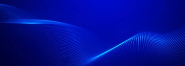 Dijital teknoloji geçmişi. Parlayan noktaların dinamik dalgası. Renkli müzik dalgası. Sunum tasarımı için fütüristik arka plan. 3D görüntüleme. Geniş Ekran.