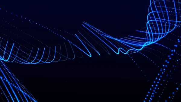 デジタル技術の背景 輝く点のダイナミックな波 色の音楽波 プレゼンテーションデザインの未来的背景 3Dレンダリング — ストック写真