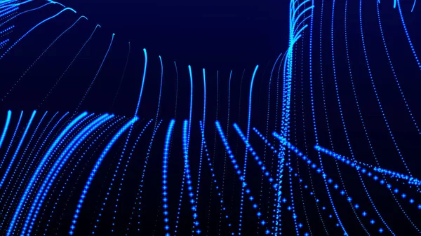 数字技术背景 发光点的动态波 彩色的音乐波涛 演示设计的未来背景 3D渲染 — 图库照片
