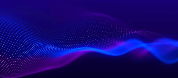 Tło Technologii Cyfrowej Dynamiczna Fala Świecących Punktów Kolorowa Fala Muzyczna — Zdjęcie stockowe