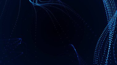 Dijital teknoloji geçmişi. Parlayan noktaların dinamik dalgası. Renkli müzik dalgası. Sunum tasarımı için fütüristik arka plan. 3d oluşturma