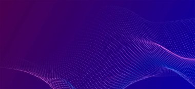 Parçacıkların soyut dijital dalgası. Gelecekçi nokta dalgası. Teknoloji arka plan vektörü. 3d.