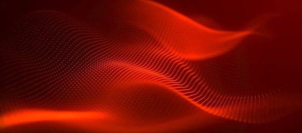 未来的な粒子波だ 抽象技術の背景 ビッグデータ可視化 3Dワイドスクリーン — ストック写真
