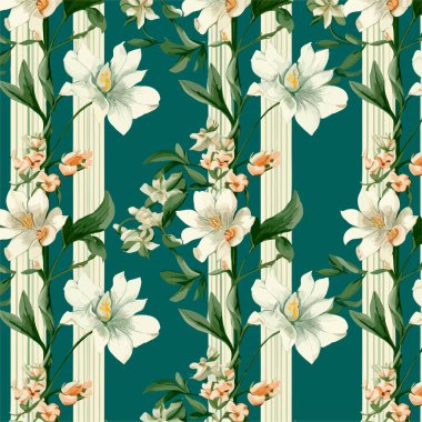 Birçok soyut bahar çiçekli kusursuz vektör deseni. Eski tarz duvar kâğıdı ya da kumaş dekorasyonu için. Yaz için çiçek resmi. Botanik geçmişi. Vektör illüstrasyonu
