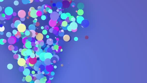Volando Bolas Colores Espacio Luz Moviéndose Alrededor Esferas Partículas Voladoras — Vídeos de Stock