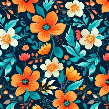 Birçok soyut bahar çiçekli kusursuz vektör deseni. Eski tarz duvar kâğıdı ya da kumaş dekorasyonu için. Yaz için çiçek resmi. Botanik geçmişi. Vektör illüstrasyonu