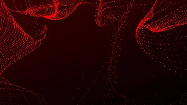 数字技术背景 发光点的动态波 彩色的音乐波涛 演示设计的未来背景 3D渲染 — 图库照片