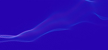 Parçacıkların soyut dijital dalgası. Gelecekçi nokta dalgası. Teknoloji arka plan vektörü. 3d.