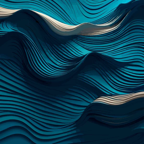 Blaue Wellen Abstrakte Hintergrundtextur Druck Malerei Design Mode Dreidimensionale Darstellung — Stockvektor