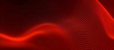 Gelecekçi parçacık dalgası. Soyut teknoloji geçmişi. Büyük veri görselleştirmesi. 3 boyutlu geniş ekran. Üç Boyut.