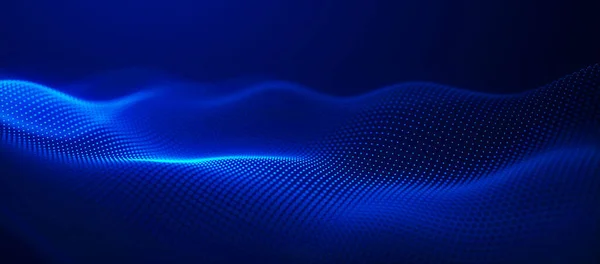 デジタル技術の背景 輝く点のダイナミックな波 色の音楽波 プレゼンテーションデザインの未来的背景 3Dレンダリング ワイドスクリーン — ストック写真